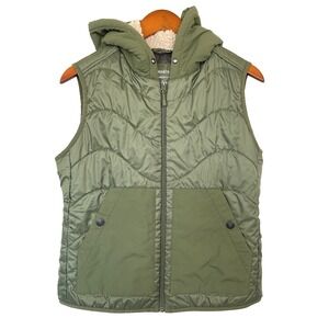 United‎ By Blue Women Bison Shield Collection Hooded Puffer Vest M Green Granola